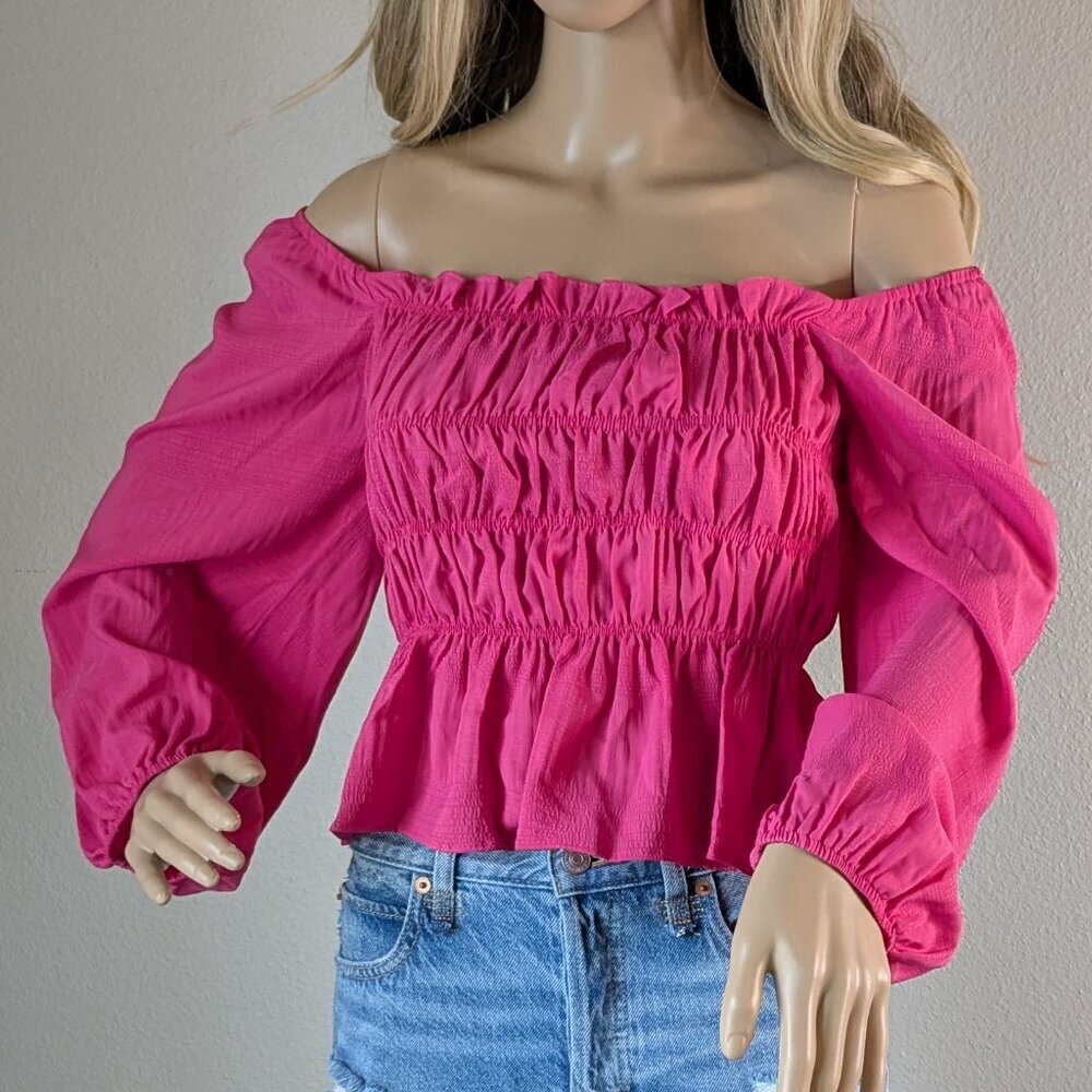 Lulus Peasant Top Pink Small - Picture 2 of 13